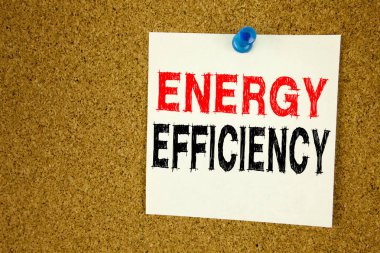 Bina teknolojisi Efficiencywritten yapışkan not hatırlatma izole arka plan alanı anlamına gelen enerji verimliliği kavramı gösterilen metin resim yazısı ilham yazma el