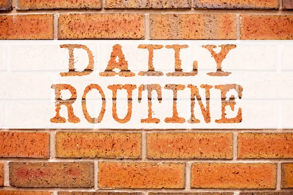 Conceptual announcement text caption inspiration showing Daily Routine. Business concept for Accuracy Procedure written on old brick background with copy space — Stock Photo, Image