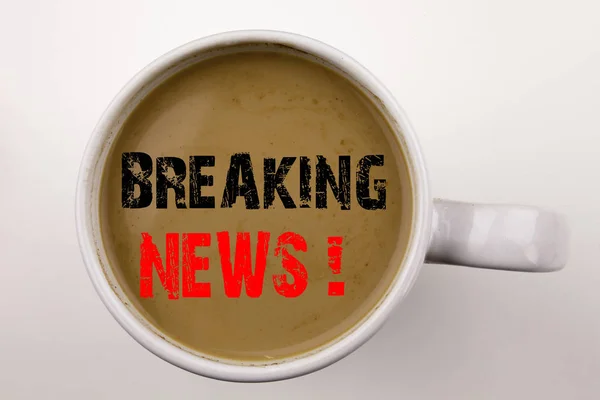 Word, writing Breaking News text in coffee in cup. Business concept for ...