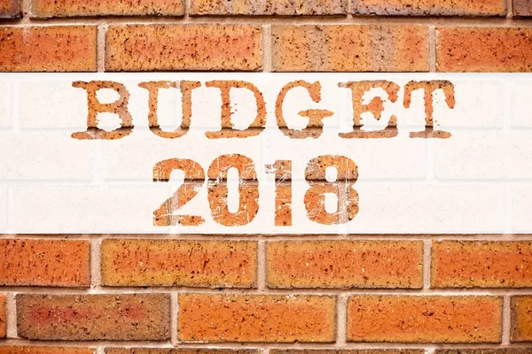 Concepto de negocio para el presupuesto de año nuevo Concepto financiero escrito sobre fondo de ladrillo viejo con espacio — Foto de Stock