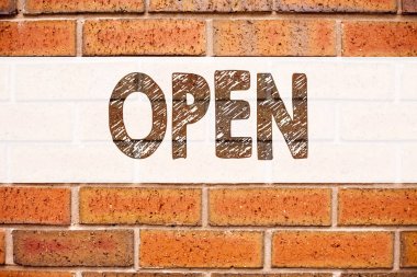 Kavramsal duyuru metni resim yazısı ilham açık gösterilen. İş kavramı kopya alanı eski tuğla zemin üzerine yazılı açılış salonu için