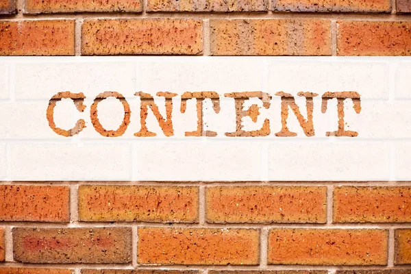 Conceptual announcement text caption inspiration showing Content. Business concept for Business to Success written on old brick background with copy space — Stock Photo, Image