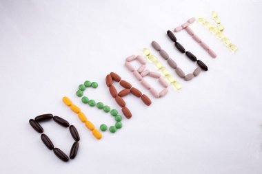 Kavramsal el yazma metin resim yazısı ilham tıbbi bakım sağlık kavramı kopya alanı beyaz izole zemin üzerine hap ilaç kapsül word sakatlık ile yazılı