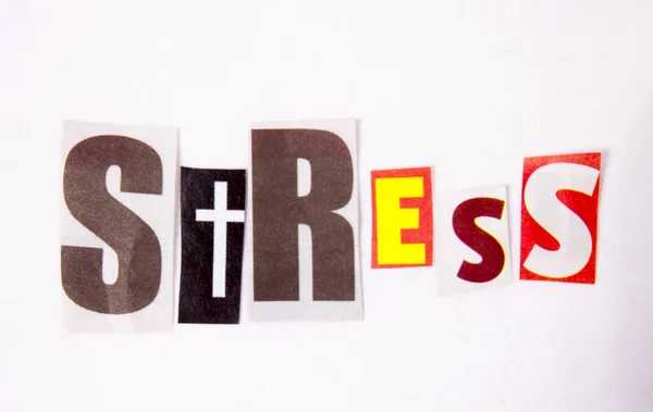 L'écriture Stress mot fait de lettres diffuses magazine — Photo
