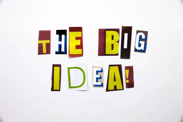 A word writing text showing concept of The Big Idea question made of different magazine newspaper letter for Business case on the white background with copy space — Stock Photo, Image