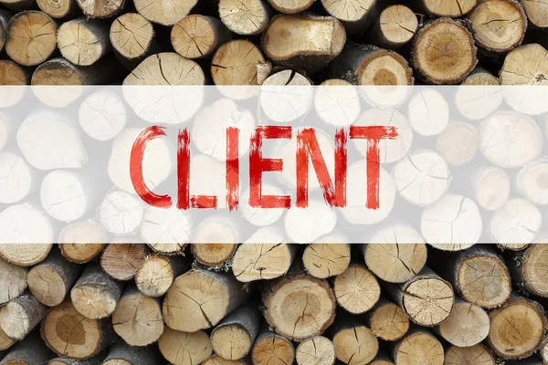 Conceptuele aankondiging tekst bijschrift inspiratie Client Business concept voor Client-Business van de klant geschreven op houten achtergrond met kopie ruimte tonen — Stockfoto