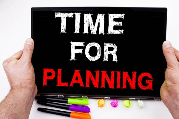 Mano scrittura testo didascalia ispirazione che mostra Time For Planning concetto di amore Business tempo scritto su nota appiccicosa, promemoria sfondo isolato con spazio di copia — Foto Stock