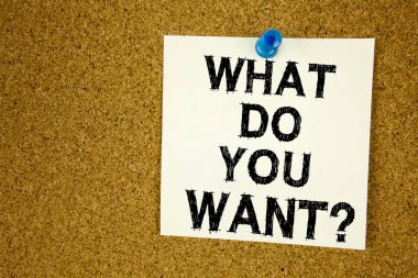 Kavramsal el soru ne istiyorsun gösterilen metin resim yazısı ilham yazma. Fırsat geliştirme yapışkan not, hatırlatma mantar arka plan yazılı sorular soran için iş kavramı