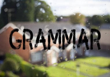 Announcement text caption showing Grammar. Business concept for  The Basic Rules of Syntax Grammatical Language written on old brick background with copy space clipart