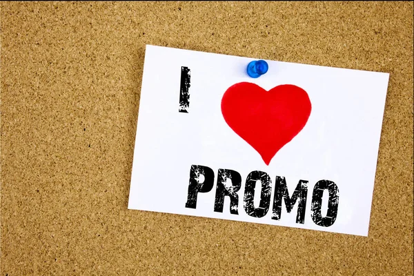 Pisanie tekstu podpisu inspiracji Wyświetlono I koncepcja miłość Promo czyli Promo sprzedaż zakupy produktu promocja kochający napisane na karteczkę, przypomnienie na białym tle z miejsca kopii strony — Zdjęcie stockowe