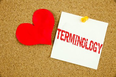 Kavramsal el yazma metin resim yazısı ilham gösteren terminoloji kavramı tıbbi hukuki terminolojik ve yapışkan not, hatırlatma mantar arka plan kopya alanı ile yazılı aşk için