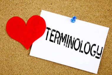 Kavramsal el yazma metin resim yazısı ilham gösteren terminoloji kavramı tıbbi hukuki terminolojik ve yapışkan not, hatırlatma mantar arka plan kopya alanı ile yazılı aşk için