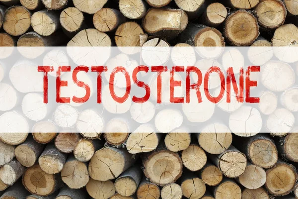 Conceptual anuncio texto pie de foto inspiración que muestra el concepto de negocio de testosterona para la molécula de la hormona esteroide masculino escrito en fondo de madera con espacio de copia — Foto de Stock