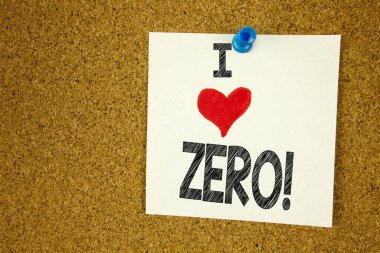 Sıfır sıfır boşa tolerans yapışkan not, hatırlatma izole arka plan kopya alanı ile yazılı sevgi dolu anlamı aşk sıfır kavramı gösterilen metin resim yazısı ilham yazma el