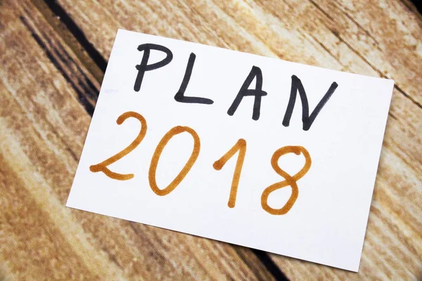 Woorden Plan 2018 Geschreven Een Kleverige Nota — Stockfoto