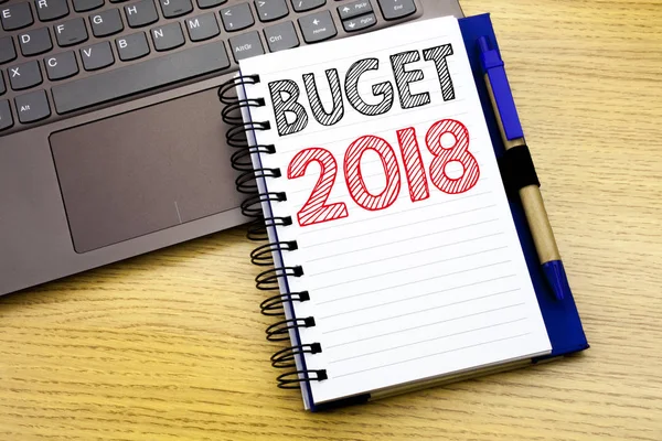 Escrita Texto Mostrando Orçamento 2018 Conceito Negócio Para Planejamento Contabilidade — Fotografia de Stock