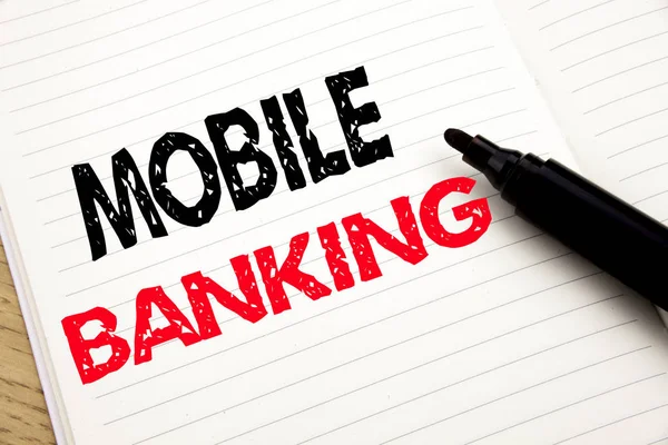 Mobil Banking. Üzleti koncepció Internet Banking e-bank írt notebook másol hely, a háttér könyv a filctoll — Stock Fotó