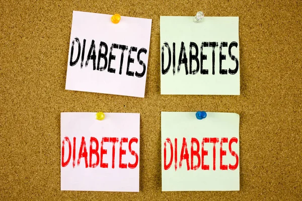 Conceptual hand writing text caption inspiration showing Diabetes Business concept for Disease Medical Insulin on the colourful Sticky Note close-up — Stock Photo, Image