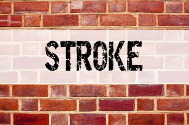 Kavramsal duyuru metni resim yazısı ilham inme gösterilen. İş kavramı kopya alanı eski tuğla zemin üzerine yazılmış tıp sağlık stetoskop hastalık için