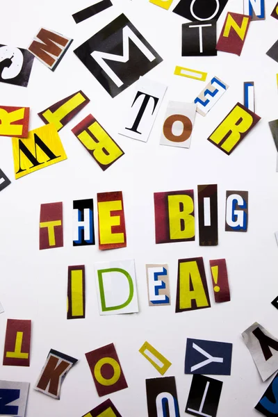 A word writing text showing concept of The Big Idea question made of different magazine newspaper letter for Business case on the white background with copy space — Stock Photo, Image
