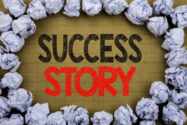 Success Story. Business concept for Inspiration Motivation written on vintage background with copy space on old background with folded paper balls