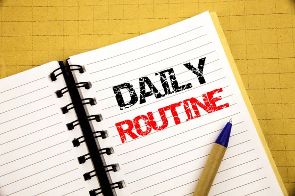 Daily Routine. Business concept for Habitual Lifestyle written on notepad with copy space on old wood wooden background with pen marker