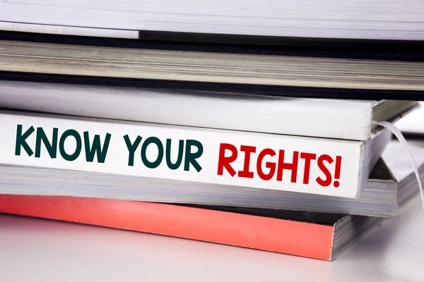 Word, writing Know Your Rights. Business concept for Justice Education written on the book on the white background. — Stock Photo, Image