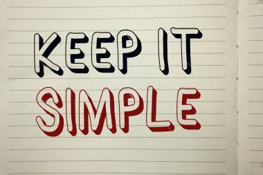 Tutmak bu basit gösterilen metin işareti. Kavramsal fotoğraf basitleştirmek şeyler kolay anlaşılır net özlü defter kitap yazıldı fikirler.