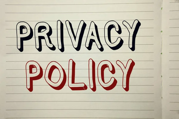 Text sign showing Privacy Policy. Conceptual photo Document Information Security Confidential Data Protection written on Notebook Book.