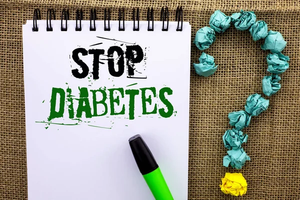 Durdurmak diyabet gösterilen not yazma. İş fotoğraf vitrine göz kulak şeker düzeyleri sağlıklı diyet beslenme defter kitap jüt üzerinde yazılı alışkanlıkları arka plan Marker sormak için.