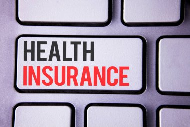 El yazısı metin sağlık sigortası. Kavram anlamı sağlık sigortası bilgi kapsama sağlık kuruluşu beyaz klavye anahtar kopyalama alanı en iyi manzaralı yazılı.