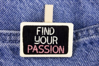 Kavramsal el yazma Your tutku bulmak gösterilen. Yok daha fazla işsizlik bulmak zor iş fotoğraf metin hayal odun parçası üzerinde kot arka plan üzerinde yazılı kariyer.