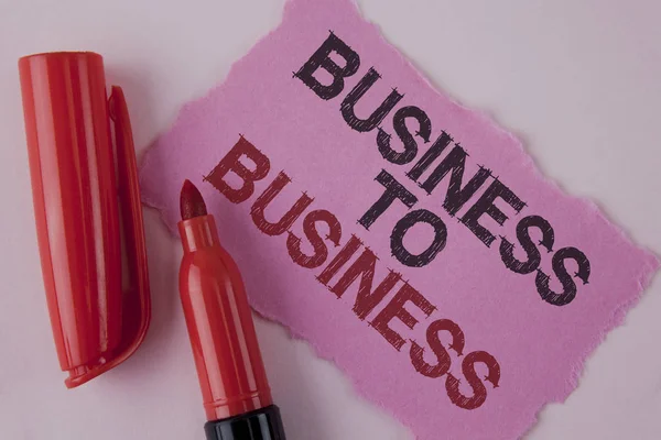 Handwriting text Business To Business. Concept meaning Working ground businessman busy work hard stop playing written on Tear Pink Sticky note paper on the plain background Marker next to it. — Stock Photo, Image