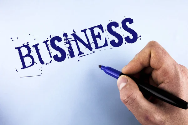 Handwriting text Business. Concept meaning Marketing and sales stagedy for new projects written by Man on plain background holding Marker in Hand. — Stock Photo, Image