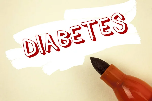 Handwriting text writing Diabetes. Concept meaning Medical condition diagnosed with increased high level sugar written on Painted background Marker next to it. — Stock Photo, Image