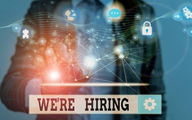 Sözcük yazma metni kiralıyoruz. İş konsepti yakın zamanda birini işe almak ya da ona belirli bir iş için para ödemek Fotoğraf sistemi ağı şeması modern teknoloji akıllı aygıtı.