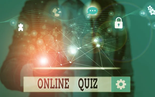 Textschreiben Online-Quiz. Business-Konzept für Spiel oder Denksport, die auf dem Internet Bild Foto-System Netzwerk-Schema moderne Technologie intelligentes Gerät veröffentlicht werden. — Stockfoto