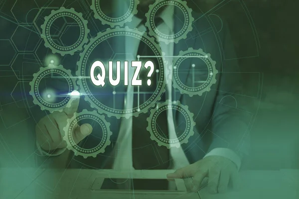 Text sign showing Quiz Question. Conceptual photo test of knowledge as competition between individuals or teams Picture photo system network scheme modern technology smart device.