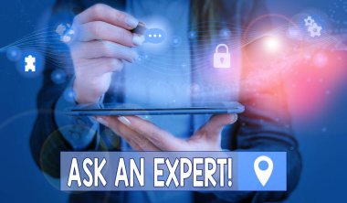 Kelime yazma Uzmanı Sor. Okuma kılavuzu olan iş konsepti Fotoğraf sistemi şeması modern teknoloji akıllı aygıtı anlamak ve kabul etmek.