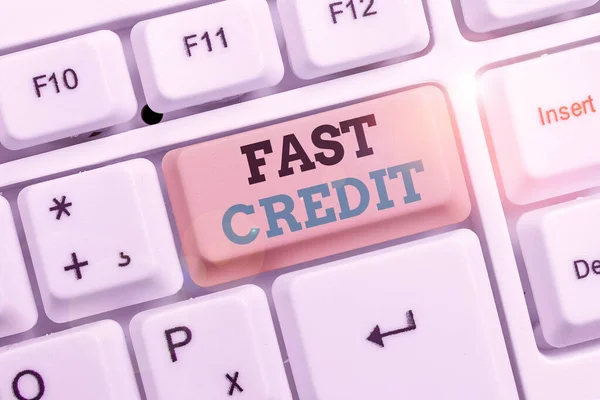 Text sign showing Fast Credit. Conceptual photo Apply for a fast demonstratingal loan that lets you skip the hassles.