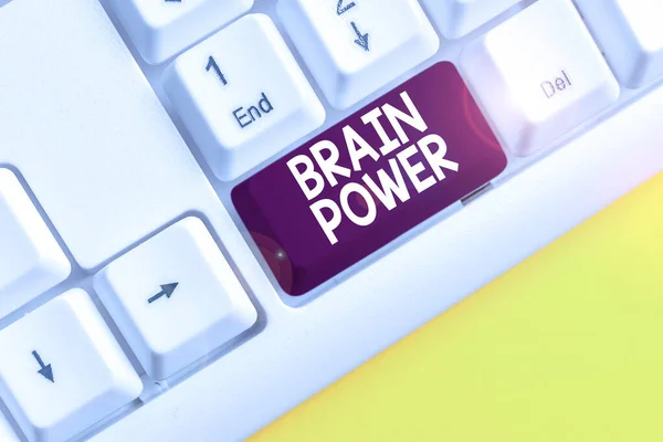 Word writing text Brain Power. Business concept for Ability to comprehend To understand and profit from experience White pc keyboard with empty note paper above white background key copy space.