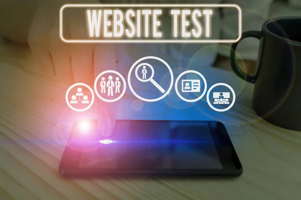 Parola testo di scrittura Test del sito web. Concetto aziendale per testare i siti web o le applicazioni web per potenziali bug . — Foto Stock