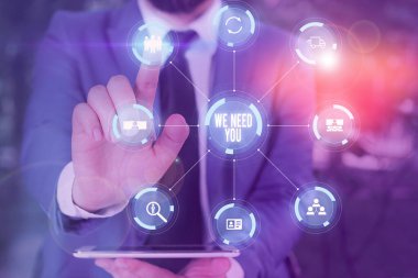 Sana ihtiyacımız olan kelime yazma metni. Ödevin gereksinimlerini karşılamak için iş konsepti veya yükümlülük Fotoğraf sistemi şeması modern teknoloji akıllı aygıtı.