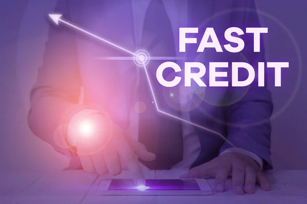 Word writing text Fast Credit. Business concept for Apply for a fast demonstratingal loan that lets you skip the hassles.