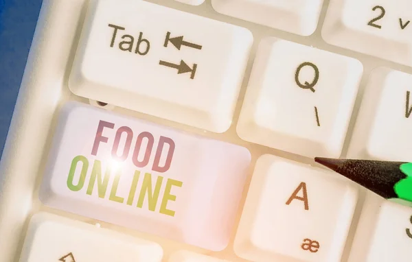 Письменный почерк Концепция, означающая наиболее удобный способ покупки продуктов питания онлайн . — стоковое фото