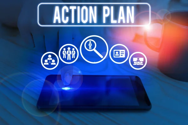 Word writing text Action Plan. Business concept for detailed plan outlining actions needed to reach goals or vision. — Stock Photo, Image