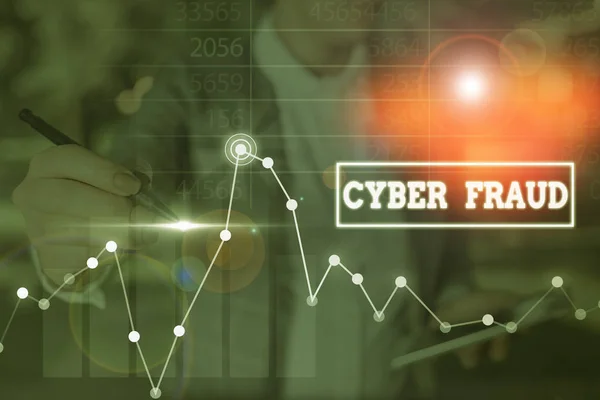 Word writing text Cyber Fraud. Business concept for any crime that is committed with the use of a computer. — Stock Photo, Image