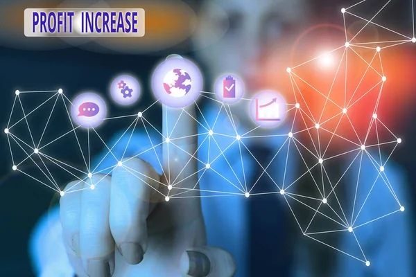 Szóírás szöveg Profit Increase. Üzleti koncepció az üzleti tevékenységből származó bevétel növekedéséhez Kép-fotó-rendszer hálózati rendszer modern technológia intelligens eszköz. — Stock Fotó