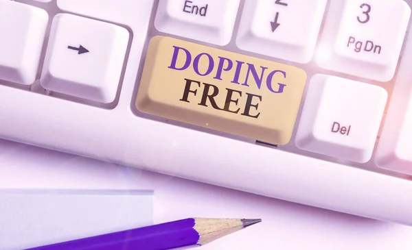 Konceptuální rukopis ukazující Doping Free. Podnikatelské foto předvádění prokázáno, že nepoužívá žádnou látku k nezákonnému zlepšení atletické. — Stock fotografie