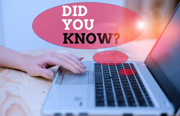 Handwriting text Did You Know Question. Concept meaning Fun Facts and Figures Information General Knowledge.